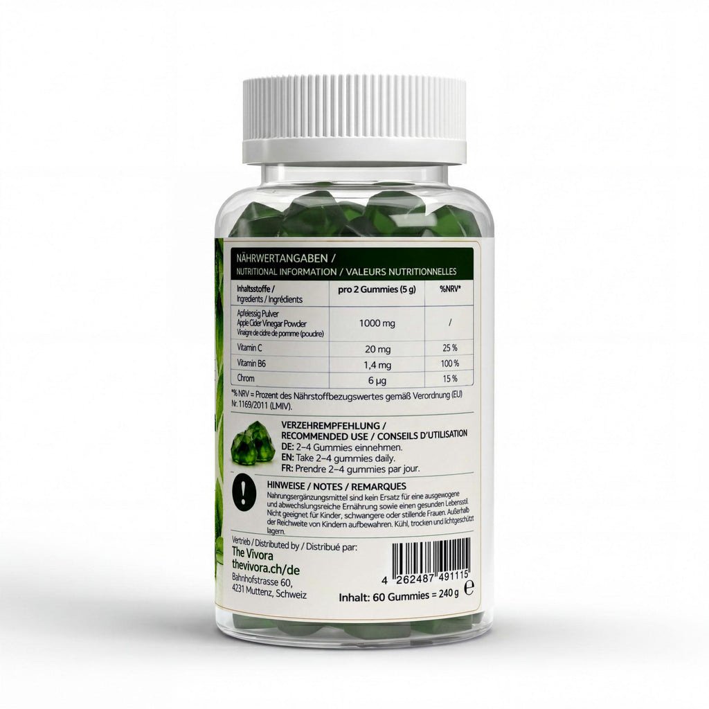 Apfelessig + C + B6 + Chrom Gummies - 60 Stk